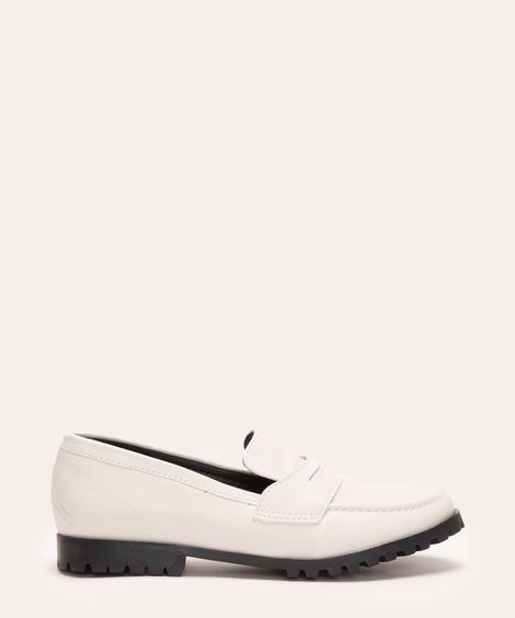 mocassim juvenil bico fino off white