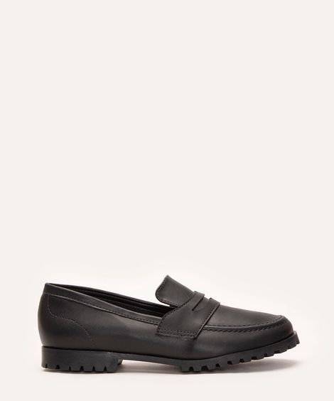 mocassim juvenil bico fino preto