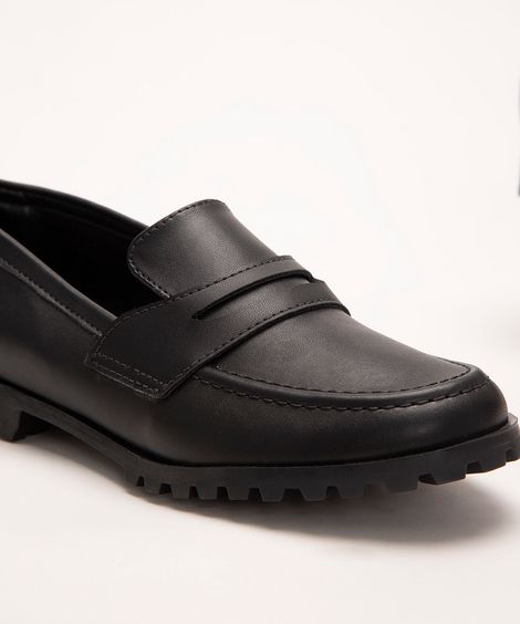 mocassim juvenil bico fino preto