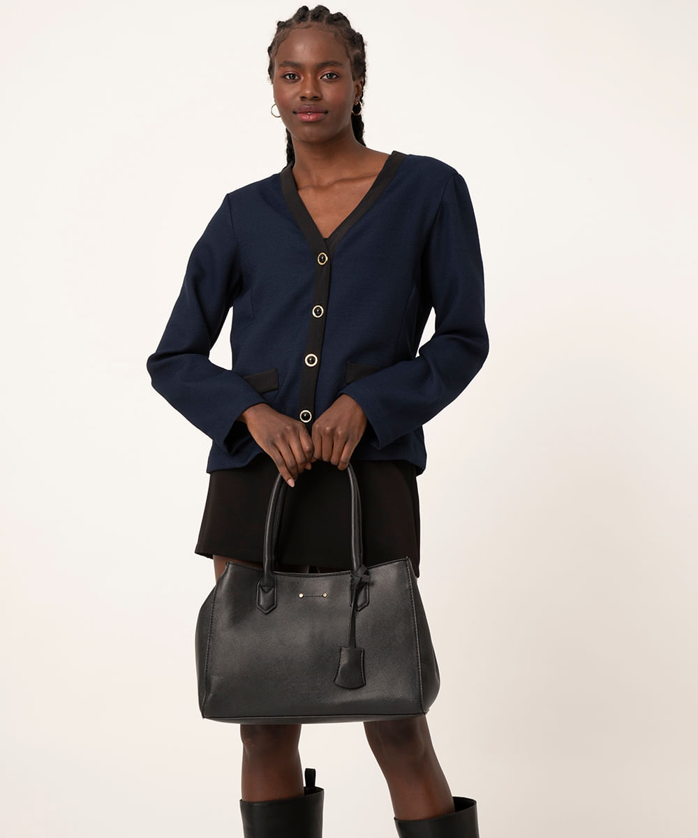 <em>Tote</em> estruturada preta, da C&A