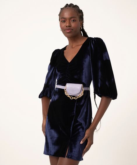 cinto fino croco com pochete lilás