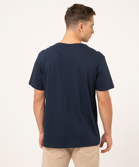 Camiseta Masculina Manga Curta Básica Gola Careca Azul Marinho