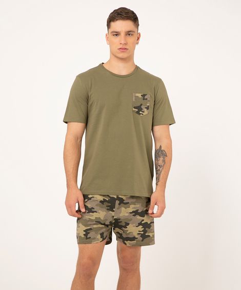 pijama curto camuflado verde militar
