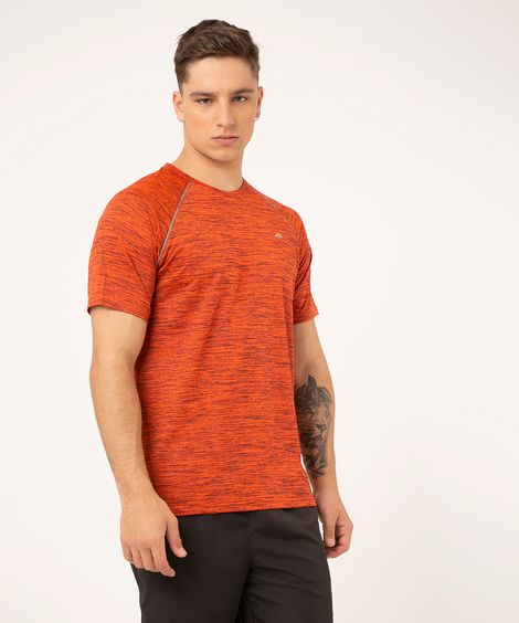 camiseta manga curta detalhe refletivo esportiva laranja