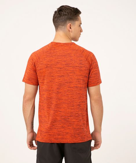 camiseta manga curta detalhe refletivo esportiva laranja