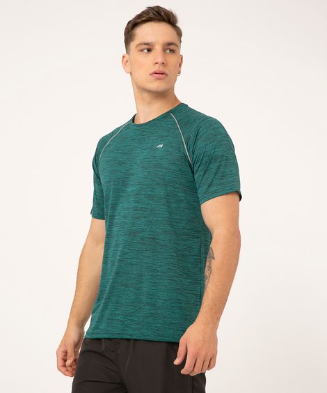 camiseta manga curta detalhe refletivo esportiva verde escuro