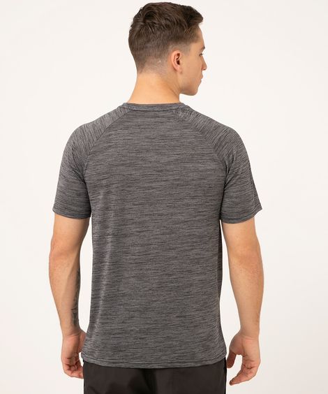 camiseta manga curta detalhe refletivo esportiva cinza escuro