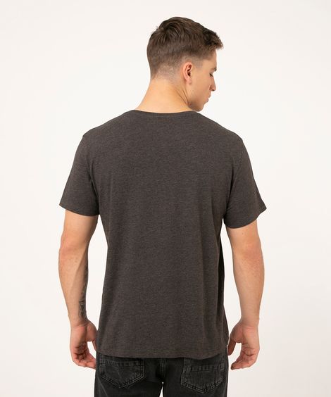 camiseta básica manga curta cinza mescla escuro