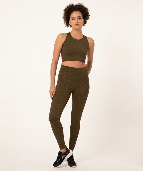 calça legging animal print esportiva verde