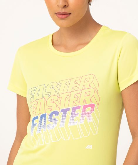 camiseta manga curta estampa localizada amarelo neon