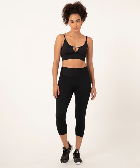 Calça Corsário Feminina Esportiva Básica Preto