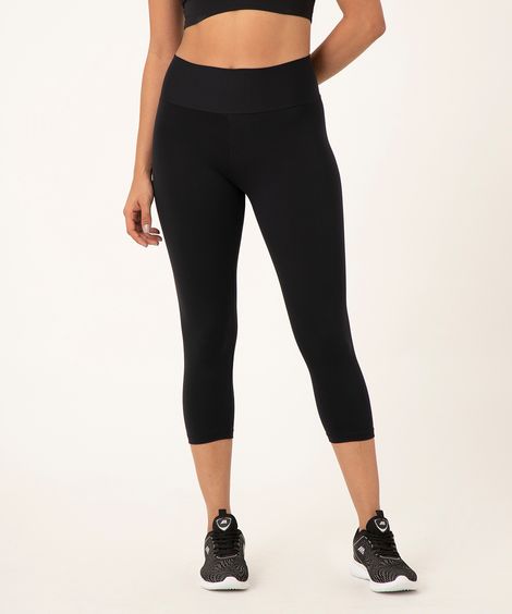 Calça Corsário Feminina Esportiva Básica Preto