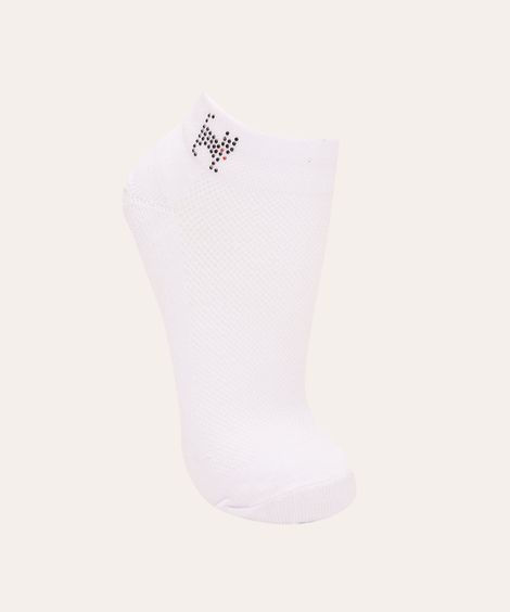 meia cano baixo com strass lupo branca