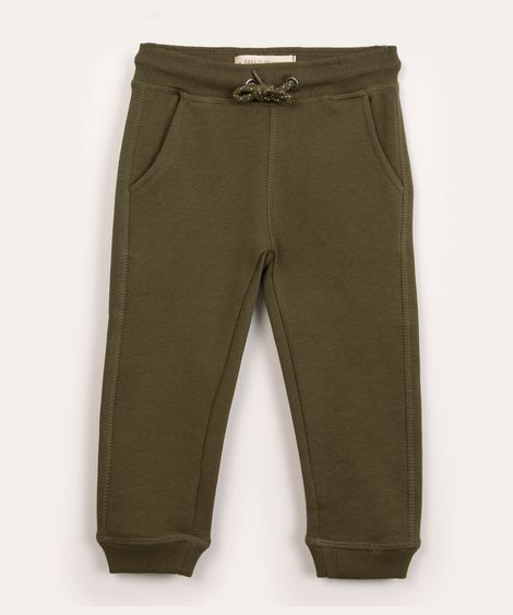 calça infantil jogger de moletom verde militar
