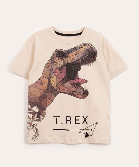 camiseta infantil manga curta jurassic park bege