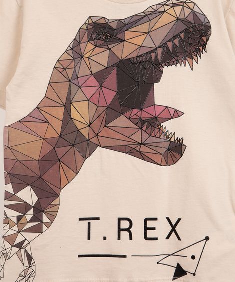 camiseta infantil manga curta jurassic park bege