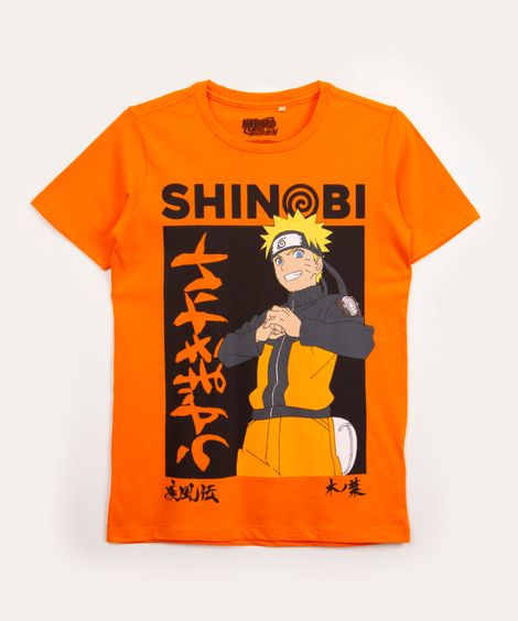camiseta juvenil manga curta naruto laranja