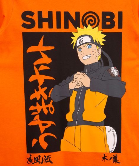 camiseta juvenil manga curta naruto laranja