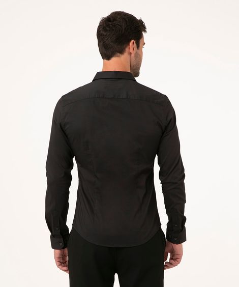 Camisa Social Masculina Slim Manga Longa Preta