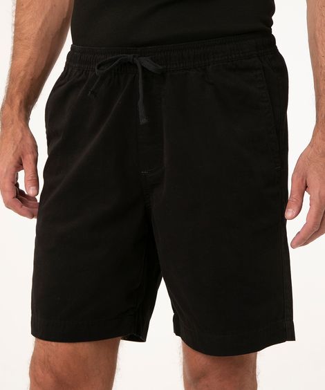 bermuda reta de sarja com cordão - preto
