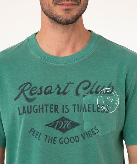 camiseta de algodão mangas curta resort verde escuro
