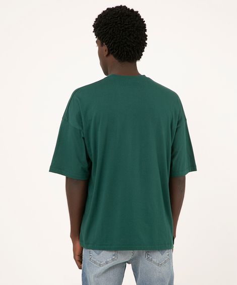 camiseta de algodão manga curta oversized verde