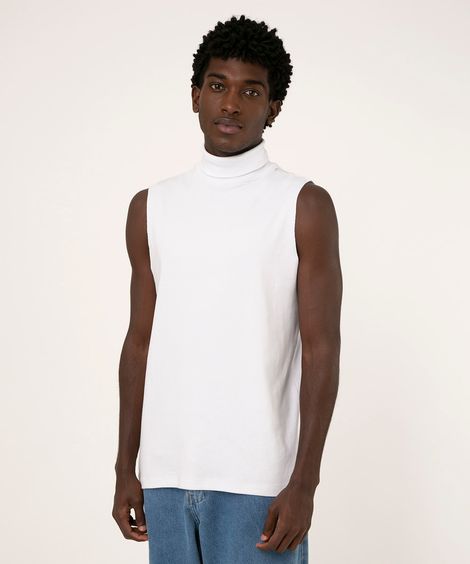 regata de algodão gola alta off white