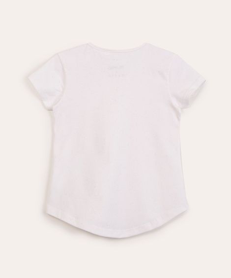blusa infantil de algodão manga curta com glitter off white
