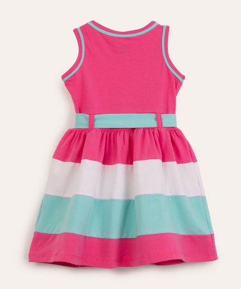 vestido infantil com recortes e laço  rosa