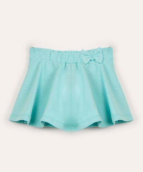 short saia infantil com glitter azul médio