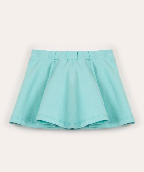 short saia infantil com glitter azul médio