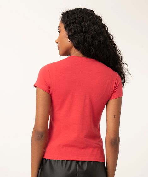 camiseta básica de algodão manga curta cereja