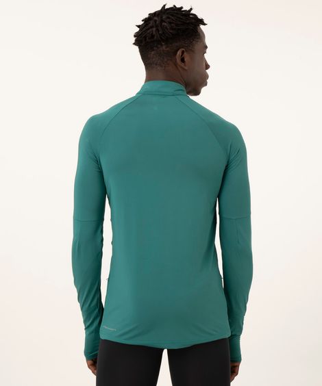 camiseta manga longa com encaixe de dedos verde