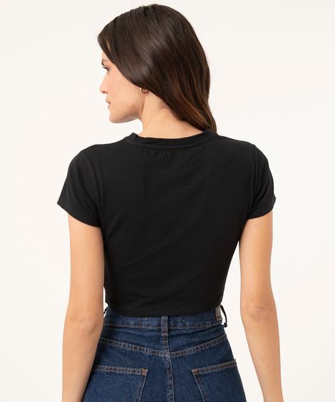 camiseta baby look de algodão los angeles preto