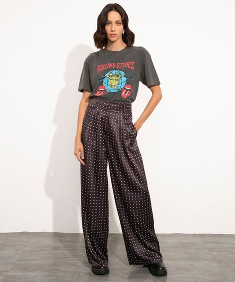 calça de cetim poá mindset preta
