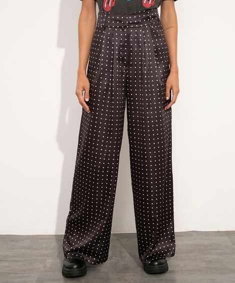 calça de cetim poá mindset preta