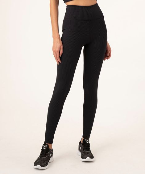 calça legging canelada esportiva preta