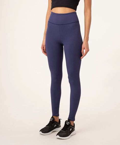 calça legging canelada esportiva azul marinho