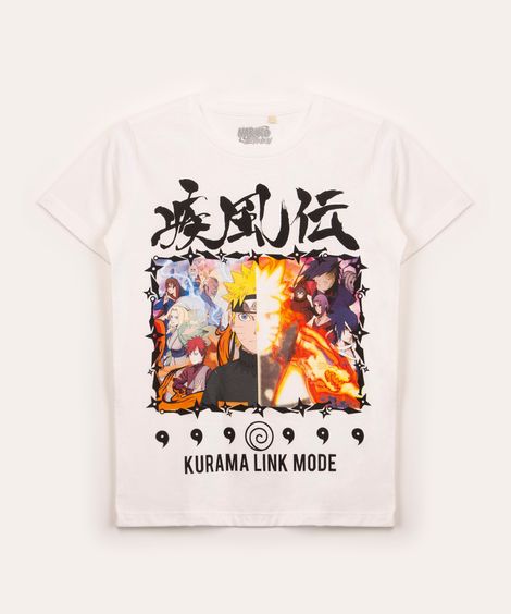 camiseta juvenil manga curta naruto off white