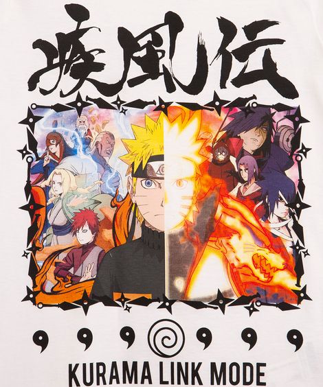 camiseta juvenil manga curta naruto off white