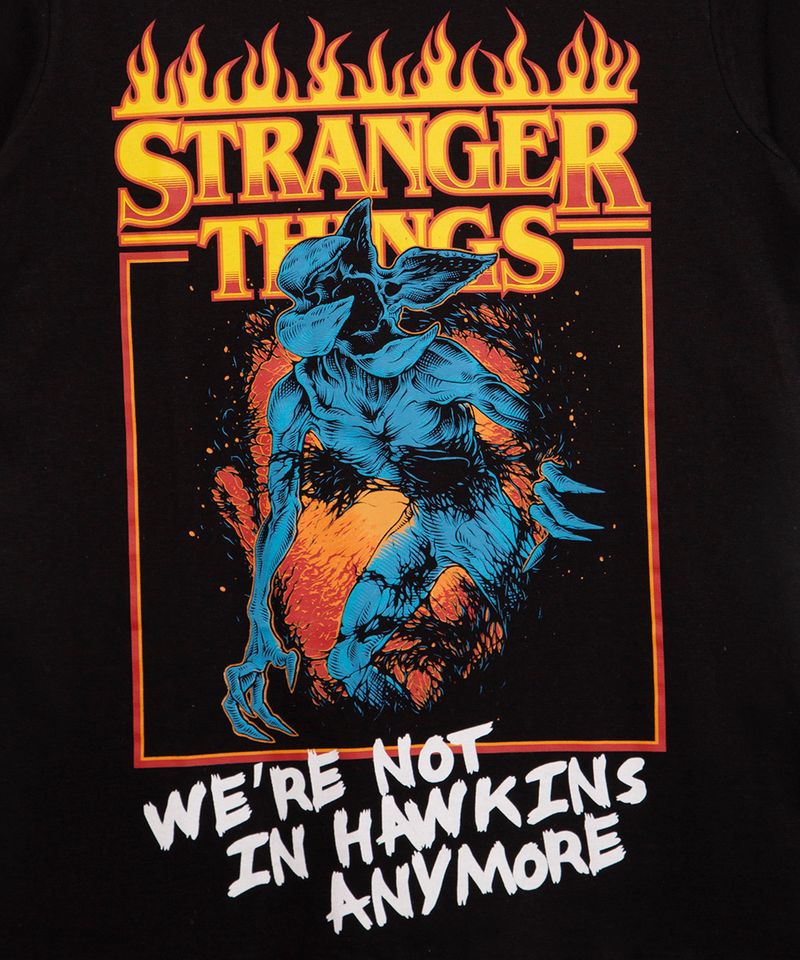 Camiseta juvenil Dustin Stranger Things preta, Netflix