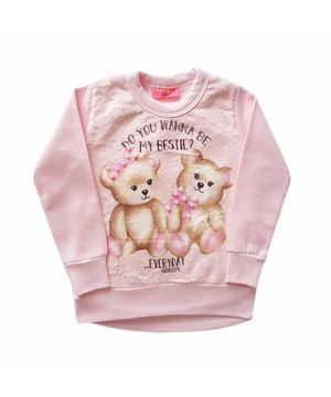 Blusa Infantil Menina Moletom C/Fleece Ursos Rosa Serelepe