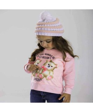 Blusa Infantil Menina Moletom C/Fleece Ursos Rosa Serelepe