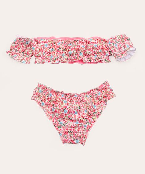 biquíni infantil ciganinha floral com proteção uv50+ multicor