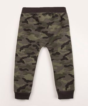 calça infantil de moletom camuflado verde militar