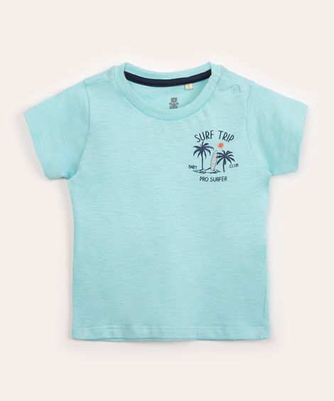 camiseta infantil manga curta surf trip azul
