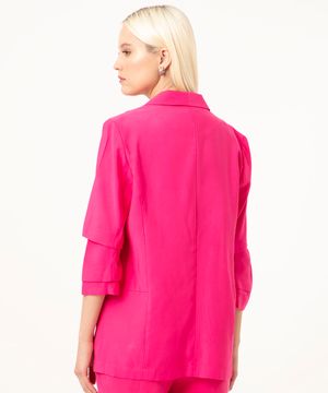 blazer longo manga franzida rosa