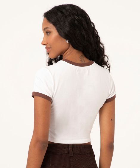 camiseta cropped baby look manga curta wellness off white