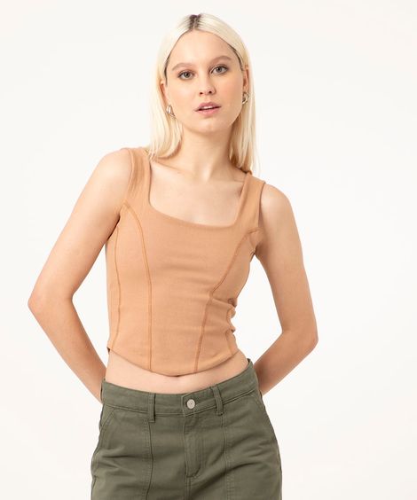 regata cropped corset alça larga bege