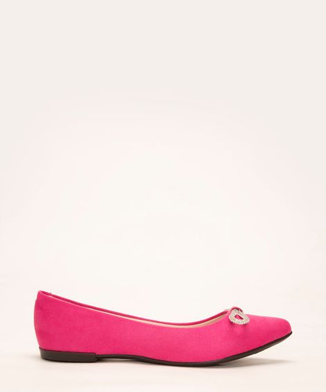 sapatilha bico fino laço de strass moleca pink